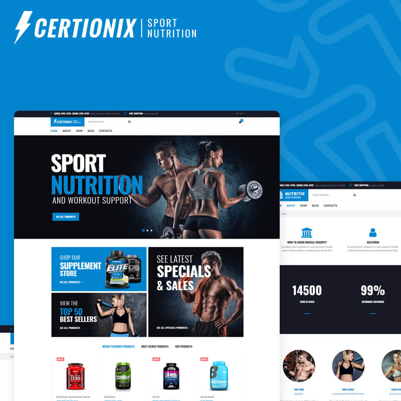 Certionix – шаблон WooCommerce интернет-магазина спортивного питания